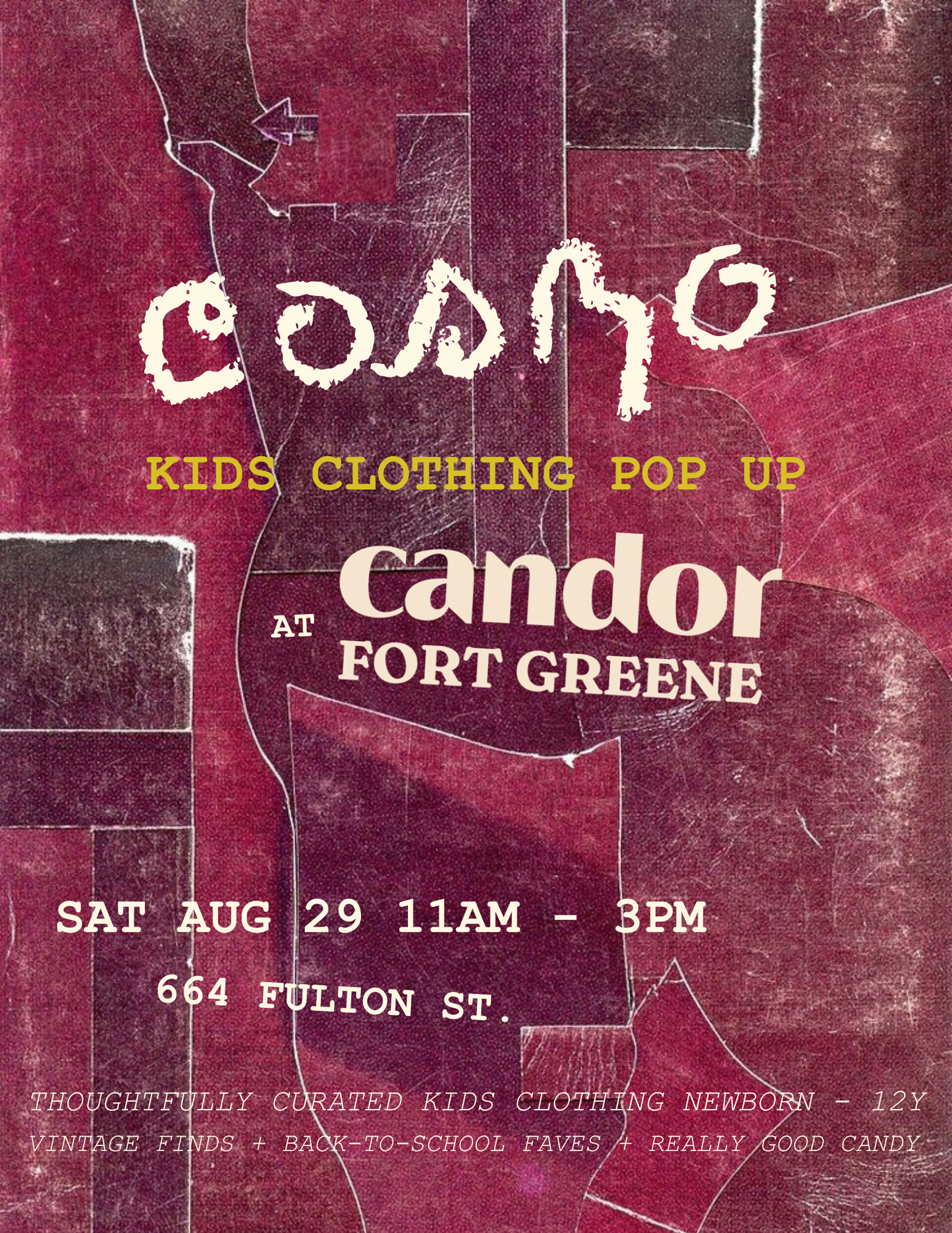 cosmo pop-up at candor candy: sat aug 29